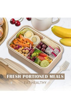 LIVVY Bento Lunch Box 1400ML for Kids & Adults – 3-Compartment Leakproof Food Container with Utensils, BPA-Free, Microwave Safe, Single Layer Tiffin Box for School, Office, Meal Prep  - Image 5
