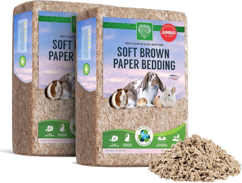 Small Pet Select Brown Natural Paper Bedding, Soft Animal Bedding with Odor Control for Guinea Pig, Rabbit, Hamster, or Bunny, Cage Accessories, Made in the USA, 178L (2 Pack) - Image 1