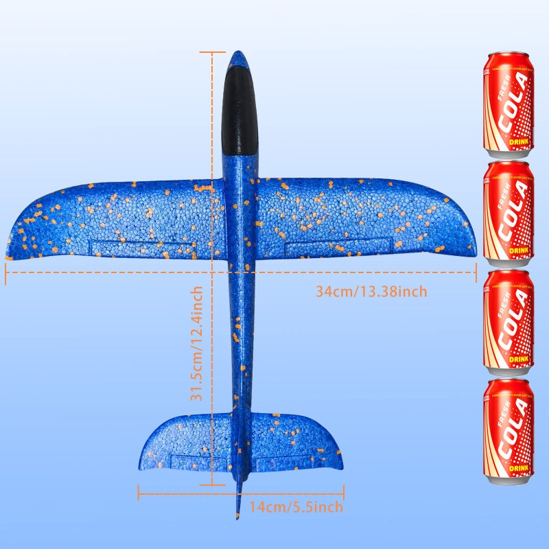 VCOSTORE 2 Pack Foam Airplanes for Kids, 13.3'' Throwing Foam Glider Planes Toys, Flying Styrofoam Kid Airplanes Toy for 3 4 5 6 7 8 9 10 11 12 Year Old Boys Girls with Outdoor Sports Play - Image 5