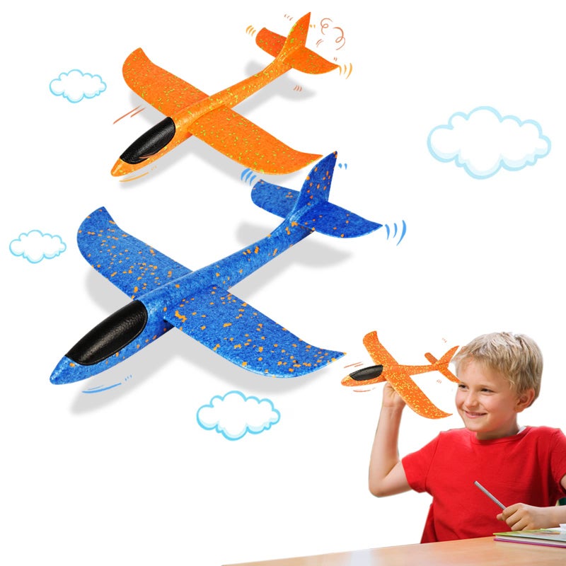 VCOSTORE 2 Pack Foam Airplanes for Kids, 13.3'' Throwing Foam Glider Planes Toys, Flying Styrofoam Kid Airplanes Toy for 3 4 5 6 7 8 9 10 11 12 Year Old Boys Girls with Outdoor Sports Play - Image 1