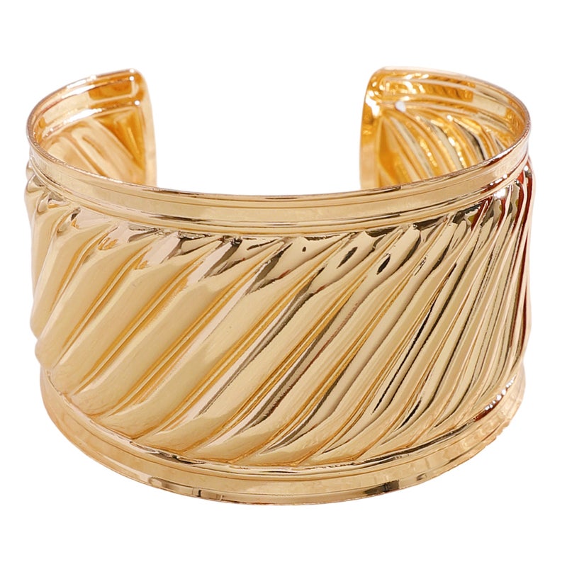 ofeankri Cross-Border Retro Gold Wide Bracelet with Exaggerated Geometry Design - Unique Cold-Style Accessory - Image 5