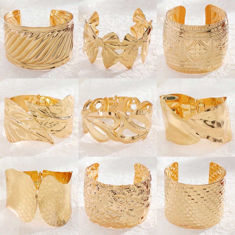 ofeankri Cross-Border Retro Gold Wide Bracelet with Exaggerated Geometry Design - Unique Cold-Style Accessory - Image 2