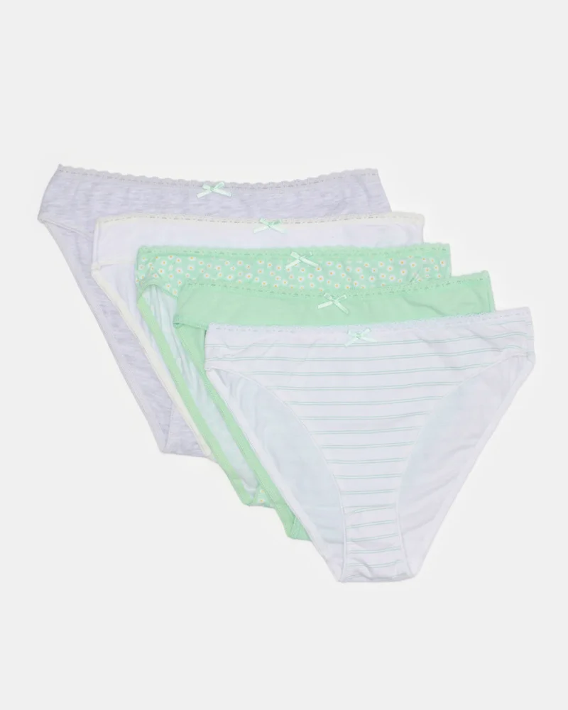 Redtag Women Assorted High -leg Brief Set (Pack of 5)