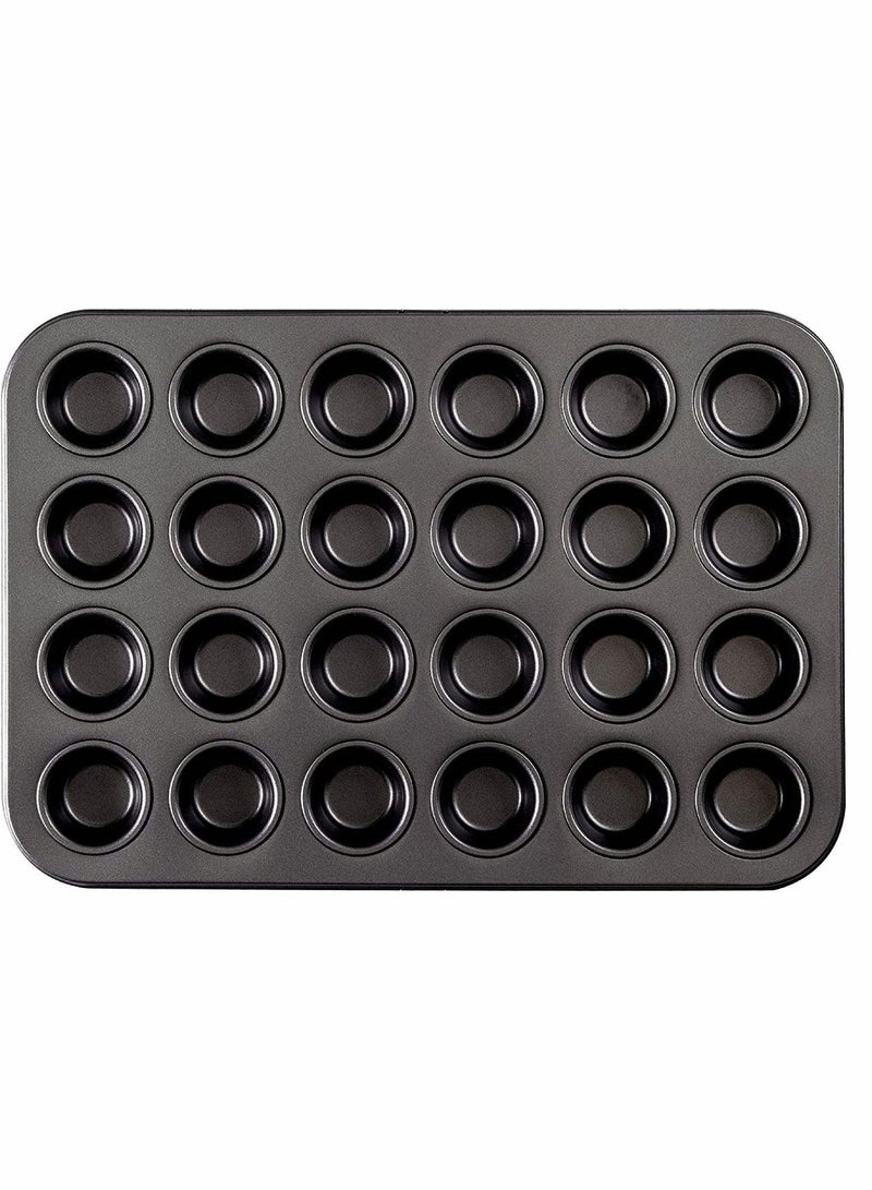 Bakeware, Bakeware Nonstick Mini Muffin Pan, 24 Cup - Black, Premium Quality Cupcake Pan with Technology, Dishwasher Safe, No-Toxic Material, Commercial Grade Carbon Steel - Image 1