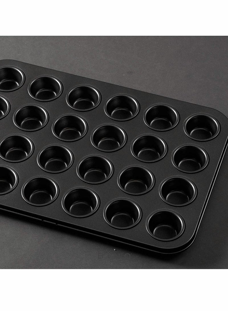 Bakeware, Bakeware Nonstick Mini Muffin Pan, 24 Cup - Black, Premium Quality Cupcake Pan with Technology, Dishwasher Safe, No-Toxic Material, Commercial Grade Carbon Steel - Image 4