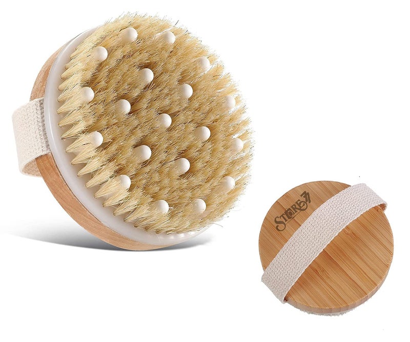Nidy NIDY Dry Body Brush For Beautiful Skin Solid Wood Frame Boar Hair Exfoliating Brush To Exfoliate Soften Skin Improve Circulation Stop Ingrown Hairs Reduce Acne and Cellulite - Image 1
