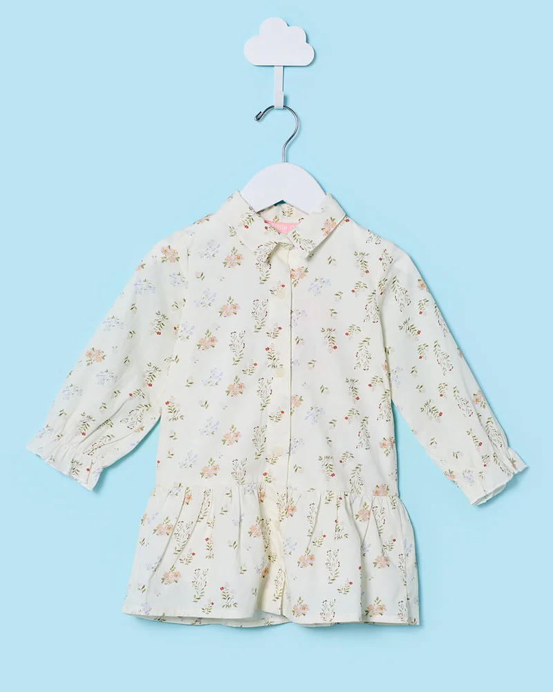 Redtag Infant Girls Multicolor Printed Long Sleeve Dress