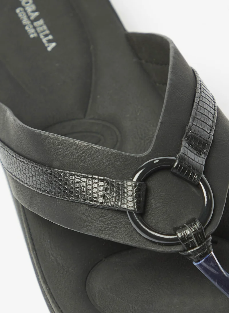 Flora Bella Solid Slip-On Thong Sandals with Tape Detail