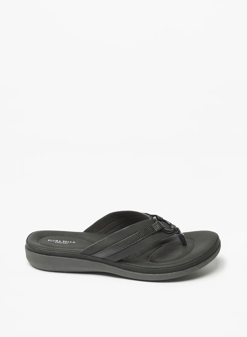 Flora Bella Solid Slip-On Thong Sandals with Tape Detail