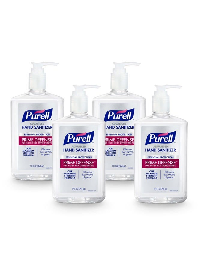 PURELL PRIME DEFENSE Advanced Hand Sanitizer, 85%, Maximum Strength Formula, 12 fl oz Pump Bottles (Pack of 4) - 3699-06-EC2 - Image 1