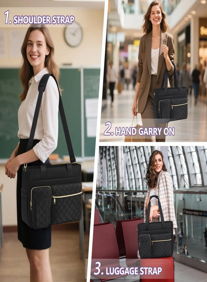 SDYSM Teacher Tote Bag 15.6 inch Laptop Bag Work Bags for Women Nurse Tote Professional Computer Messenger Shoulder Bags Laptop Briefcase for Office, College, Nursing, Black - Image 2
