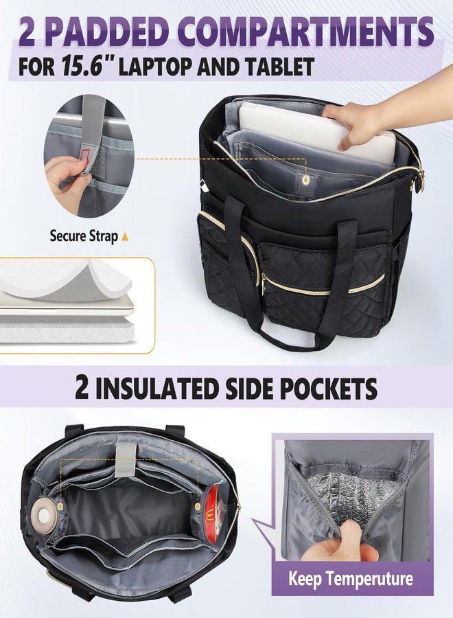 SDYSM Teacher Tote Bag 15.6 inch Laptop Bag Work Bags for Women Nurse Tote Professional Computer Messenger Shoulder Bags Laptop Briefcase for Office, College, Nursing, Black - Image 5