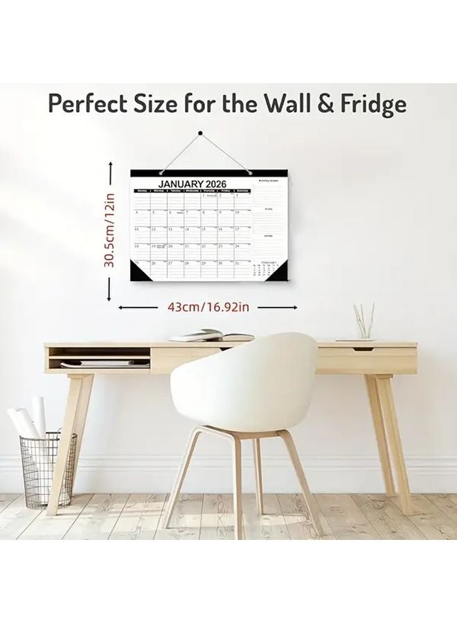 Black And White 2026 2027 Desktop Calendar 18 Month Large Wall Calendar Thick Paper 17x12 Inch - Image 2