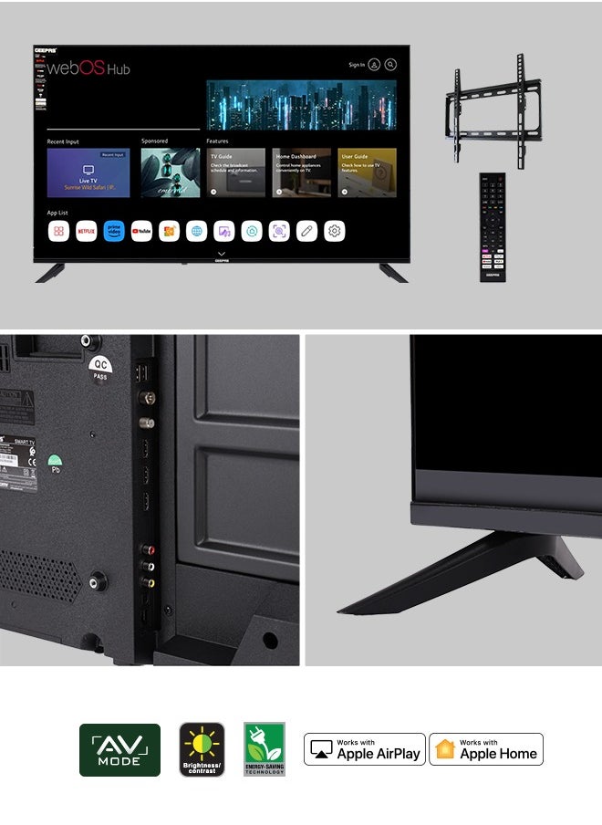 GEEPAS - 50" 4K Ultra HD LED TV| WebOS Hub Powered, AV Mode, Frameless Design| with Remote Control and Wall Bracket, HDMI and USB Ports| Licensed Contents and Pre-Installed Apps| GLED5040TSUHD - Image 1