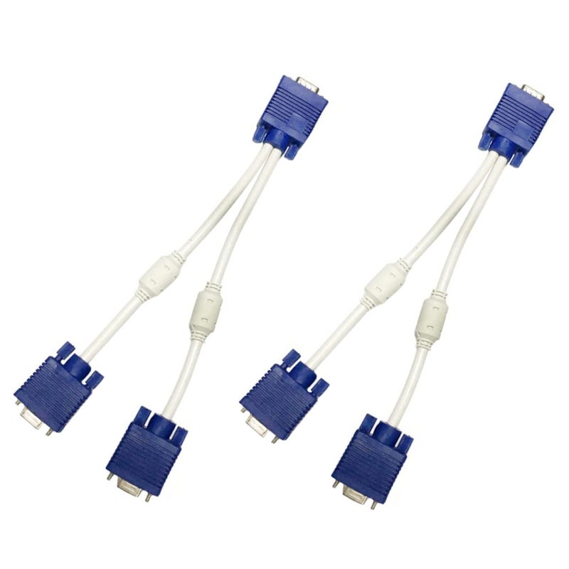 2Pcs VGA Video Splitter Cable Male to Two Female ABS Coated for Dual Monitor Setup - Image 2