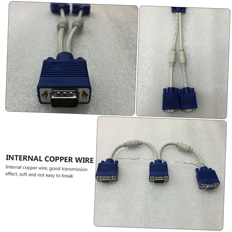 2Pcs VGA Video Splitter Cable Male to Two Female ABS Coated for Dual Monitor Setup - Image 3