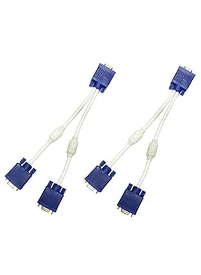 2Pcs VGA Video Splitter Cable Male to Two Female ABS Coated for Dual Monitor Setup - Image 1