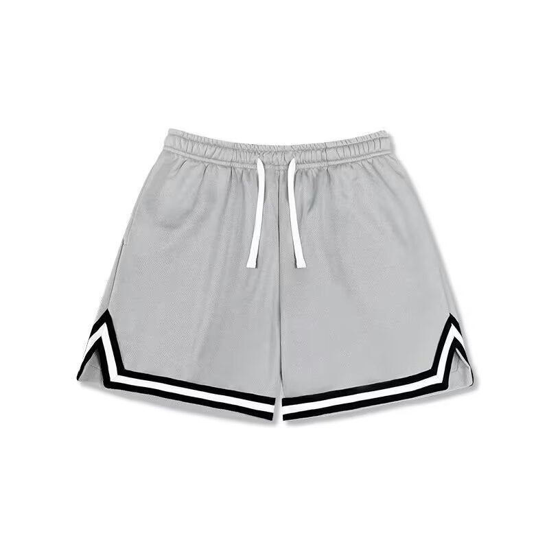 American Basketball Shorts Mens Summer Thin Loose Sports Pants Mens Fashion Brand Ice Silk Quick-drying Casual Pants Light gray 