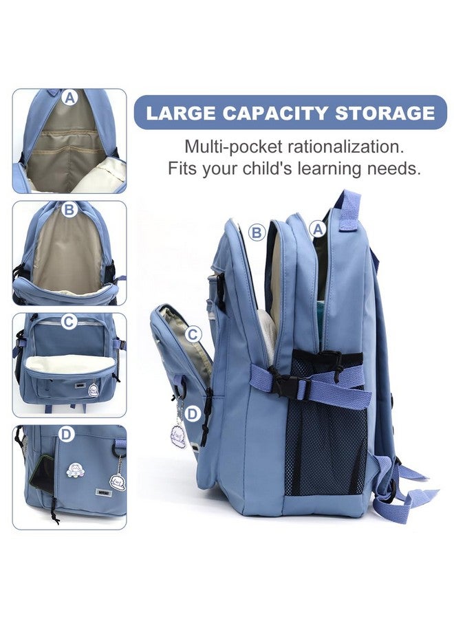 PALAY¬Æ School Backpack for Girls,Fashion Outdoor Backpack,Hiking Multi-Layer Zip-up Book Casual Travel 31x19x43cm Blue - Image 3