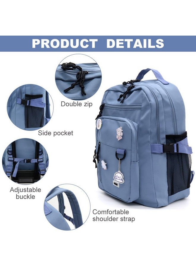 PALAY¬Æ School Backpack for Girls,Fashion Outdoor Backpack,Hiking Multi-Layer Zip-up Book Casual Travel 31x19x43cm Blue - Image 4