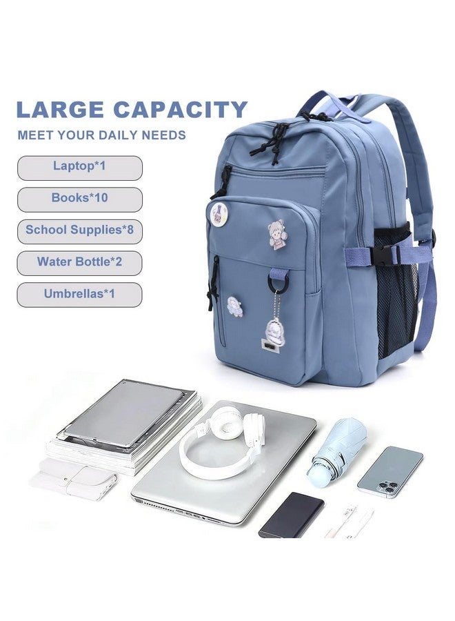 PALAY¬Æ School Backpack for Girls,Fashion Outdoor Backpack,Hiking Multi-Layer Zip-up Book Casual Travel 31x19x43cm Blue - Image 5