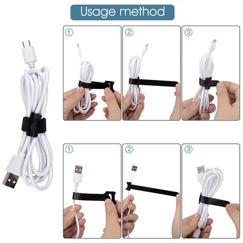 OIVO INDIA OIVO INDIA 20PCS Fastening Cable Ties Reusable Premium 6Inch Adjustable Cord Ties Microfiber Cloth Cable Management Straps Hook Loop Cord Organizer Wire Ties Reusable White Colors  - Image 5