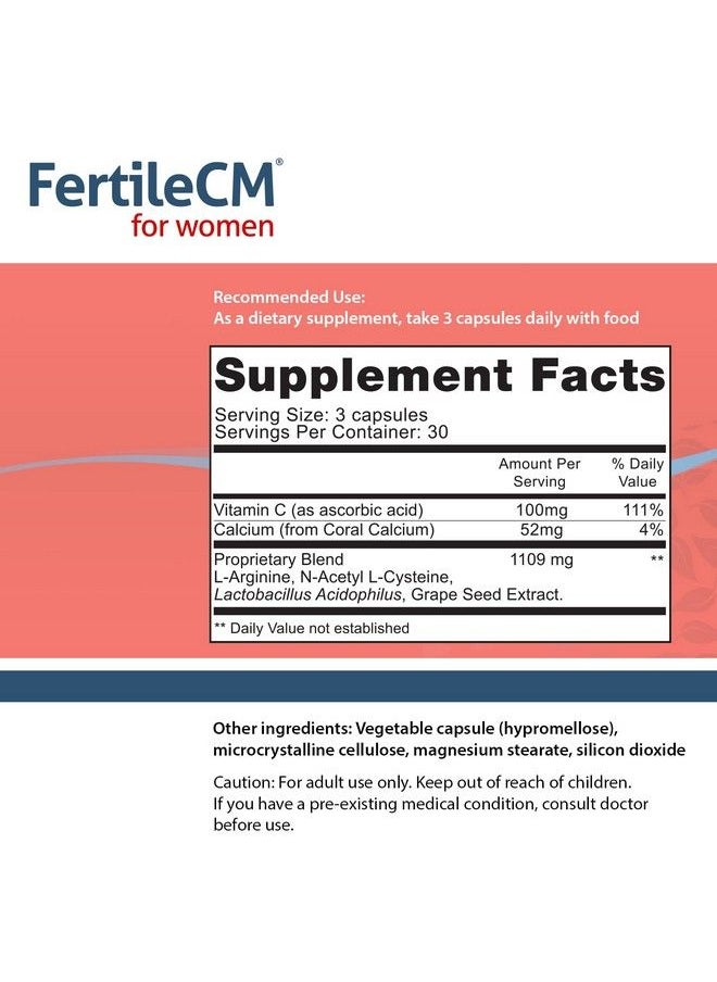 fairhaven health - كبسولات مكمل الخصوبة Fertilecm للنساء، مخاط عنق الرحم الخصب، دورة التبويض، تحتوي على مستخلص بذور العنب L-Arginine وN-Acetyl Cysteine وفيتامين C، 90 كبسولة - Image 1