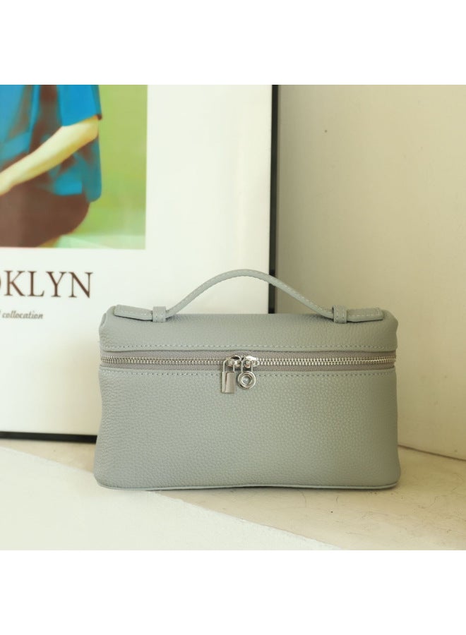 Jinlida Bag Lp Box Bag Genuine Leather Women's Bag Summer Niche Elegant Portable Lunch Box Bag Head Layer Cowhide Crossbody Small Bag - Image 3