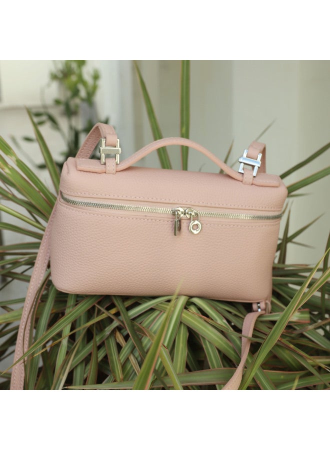 Jinlida Bag Lp Box Bag Genuine Leather Women's Bag Summer Niche Elegant Portable Lunch Box Bag Head Layer Cowhide Crossbody Small Bag - Image 1