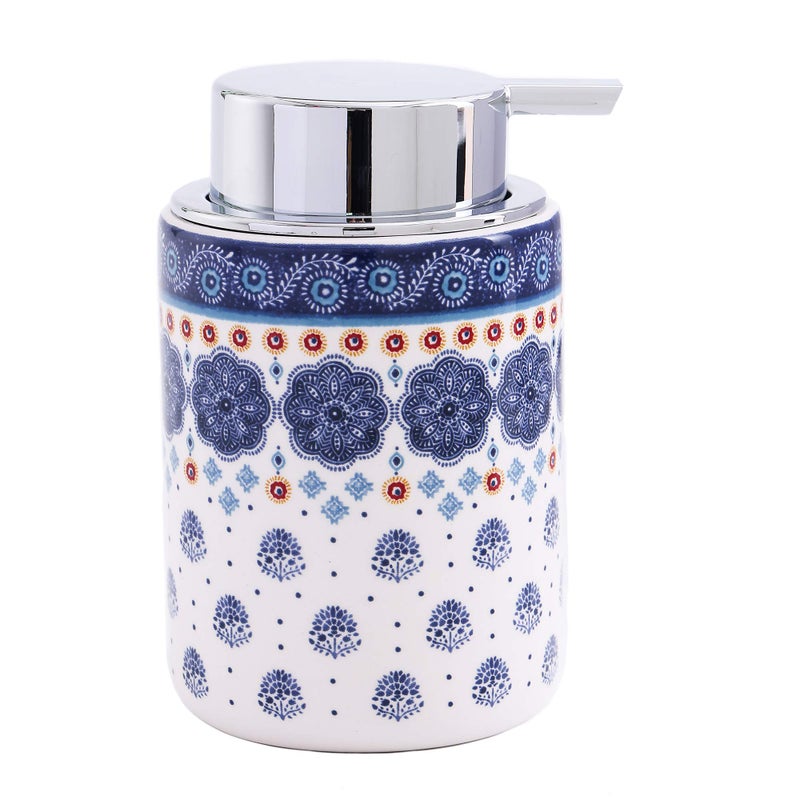 Bico Blue Talavera Ceramic 12oz Soap Dispenser with Removable Pump Ideal for Kitchen Bathroom Lotion and Essential Oil