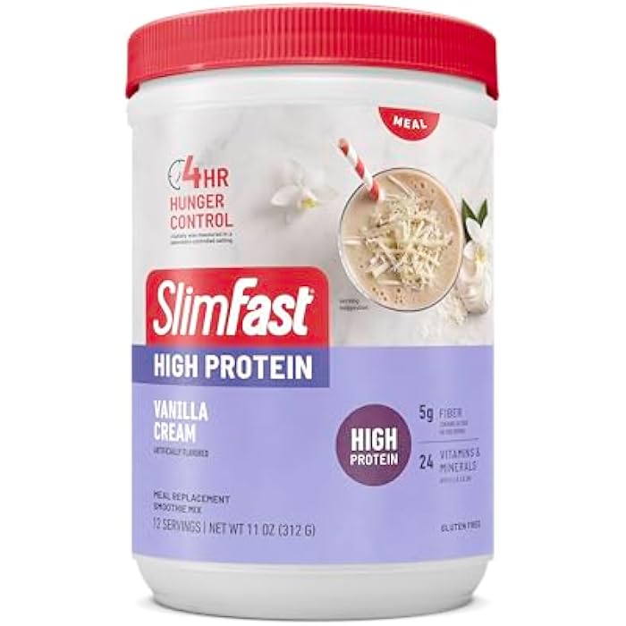 SlimFast Advanced Nutrition High Protein Meal Replacement Smoothie Mix, Vanilla Cream, Weight Loss Powder, 20g of Protein, 12 Servings (Pack of 2) (Packaging May Vary) - Image 5