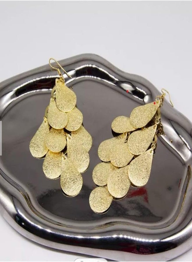 SECRET STASH Anti-Tarnish Nightclub Frosted Disc Gold Tassel Earrings | Gifts for Women And Girls | Stylish Adjustable Earring Set | Women's Jewellery | Woman Fashion Accessories | Gift for Diwali, Christmas, Marriage, Birthday - Image 4
