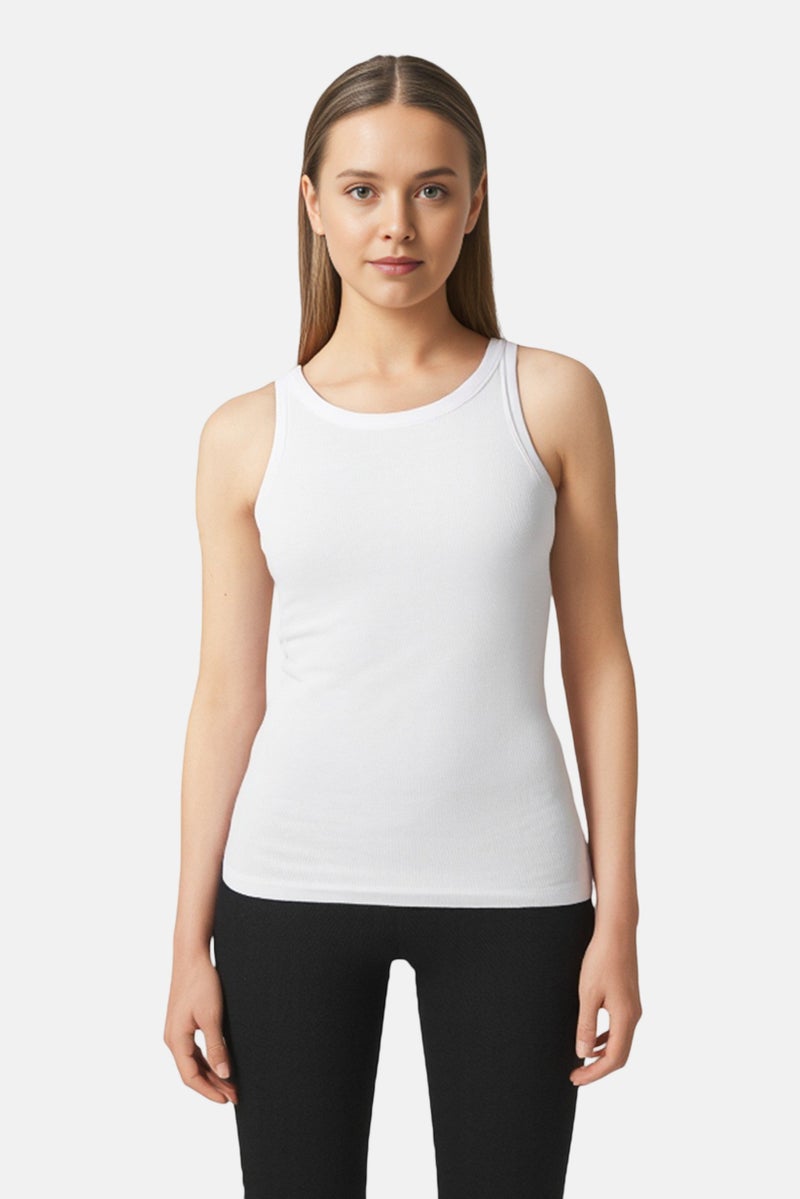 GAP تي شيرت نسائي بلا أكمام بياقة دائرية، أبيض - Image 1