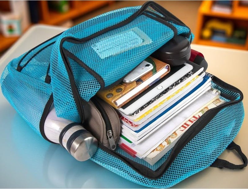 Trailmaker Deluxe See Through Mesh Backpack with Bungee Cord & Adjustable Padded Straps for Swimming, Travel (Aqua) - Image 3