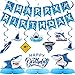 Fainne 28 Pieces Shark Party Supplies Set Includes 12 Hanging Swirls Shark Happy Birthday Banner 12 Hanging Cutouts 3 Birthday Honeycomb Centerpiece for Party Decorations - Image 3