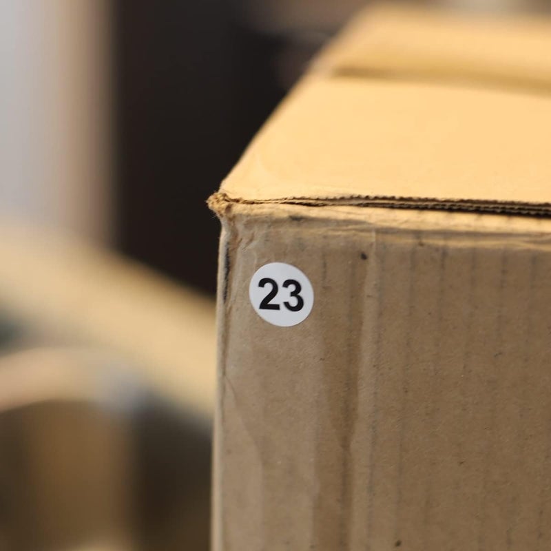 White with Black Number 23 Circle Dot Stickers, 3/4 Inch Round, 500 Labels on a Roll for Organization and Inventory - Semi-Gloss Finish - Made in The USA