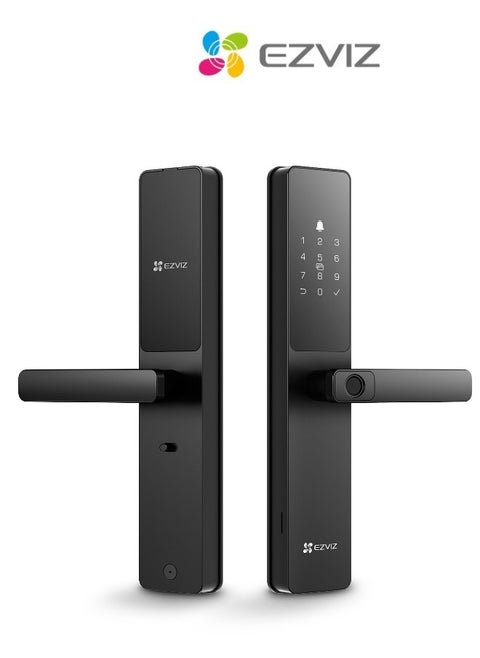 قفل ذكي EZVIZ Y2000، قفل باب ذكي 7 في 1 وقفل باب دخول بدون مفتاح، دخول ببصمة الإصبع عبر شبكة واي فاي مدمجة، مقاوم للعوامل الجوية، قفل أمان للأطفال للمنزل والشقق والفيلات والمكاتب والفنادق (5085)