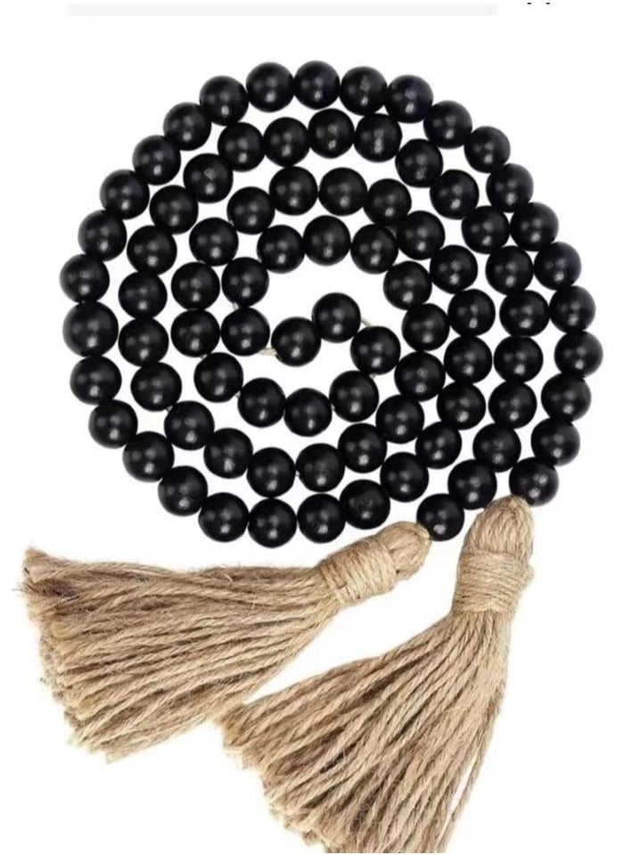 Kutis 2-Piece Set Home Decoration String Of Beads Creative Tassel Design Hanging Decoration Wood Black 140 cm  - Image 5
