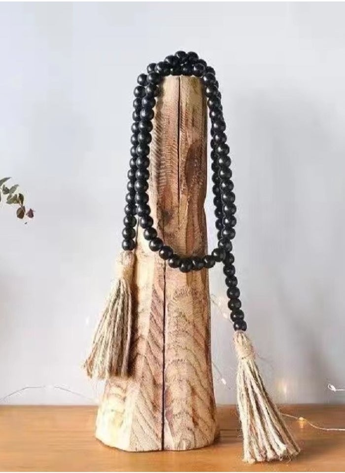 Kutis 2-Piece Set Home Decoration String Of Beads Creative Tassel Design Hanging Decoration Wood Black 140 cm  - Image 2