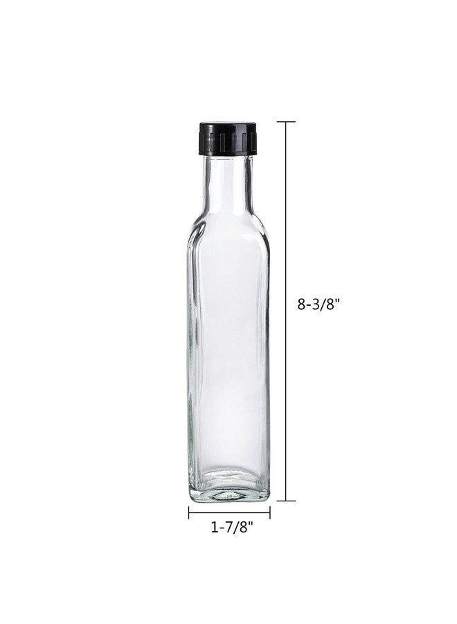 Kingrol Kingrol 18 Pack 8.5 oz Square Glass Bottles with Leak Proof Screw Caps, Hot Sauce, Oil, Vinegar, Syrup, Salad Dressing  - Image 3