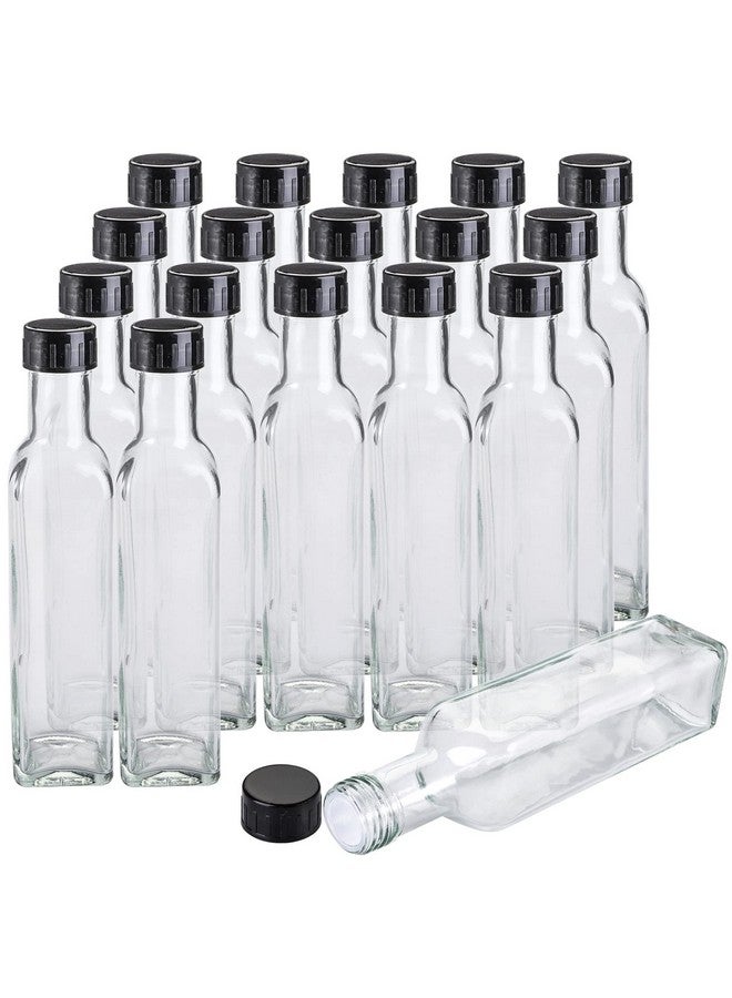 Kingrol Kingrol 18 Pack 8.5 oz Square Glass Bottles with Leak Proof Screw Caps, Hot Sauce, Oil, Vinegar, Syrup, Salad Dressing  - Image 2
