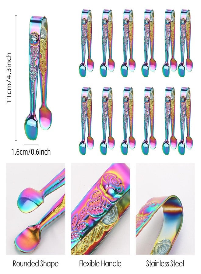 تي بيست ماكس ملقط ثلج من تي بيست ماكس، 12 قطعة، ملقط تقديم صغير، مصنوع من الفولاذ المقاوم للصدأ 304، ملقط مكعبات سكر صغير، 4.3 بوصة، للحفلات والحانات (لون قوس قزح). - Image 3