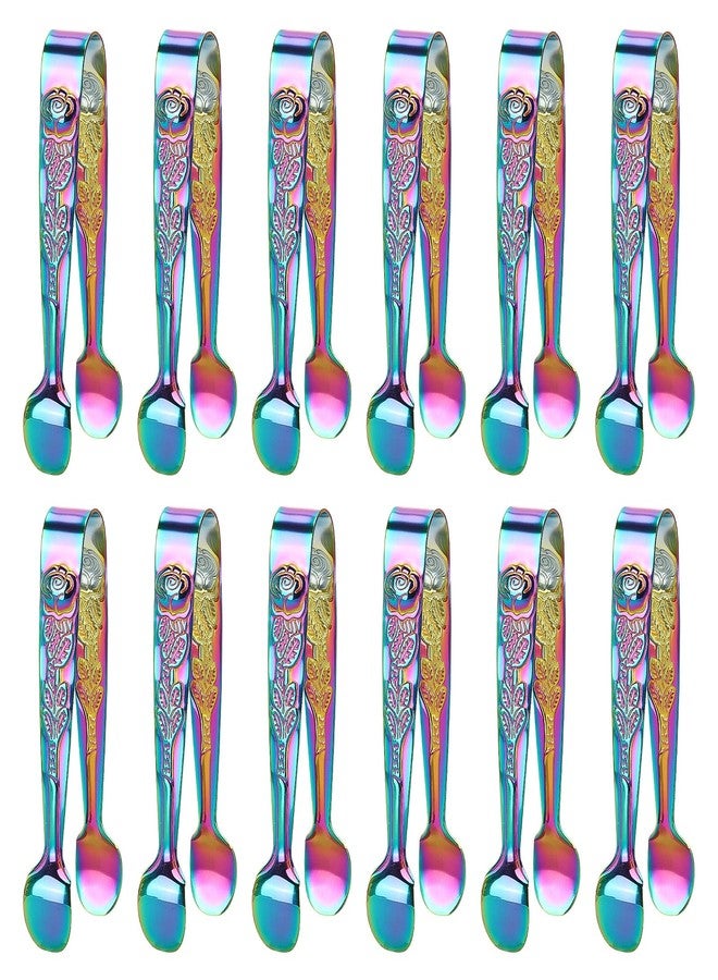 تي بيست ماكس ملقط ثلج من تي بيست ماكس، 12 قطعة، ملقط تقديم صغير، مصنوع من الفولاذ المقاوم للصدأ 304، ملقط مكعبات سكر صغير، 4.3 بوصة، للحفلات والحانات (لون قوس قزح). - Image 1