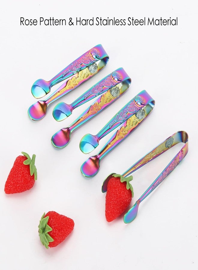 تي بيست ماكس ملقط ثلج من تي بيست ماكس، 12 قطعة، ملقط تقديم صغير، مصنوع من الفولاذ المقاوم للصدأ 304، ملقط مكعبات سكر صغير، 4.3 بوصة، للحفلات والحانات (لون قوس قزح). - Image 2