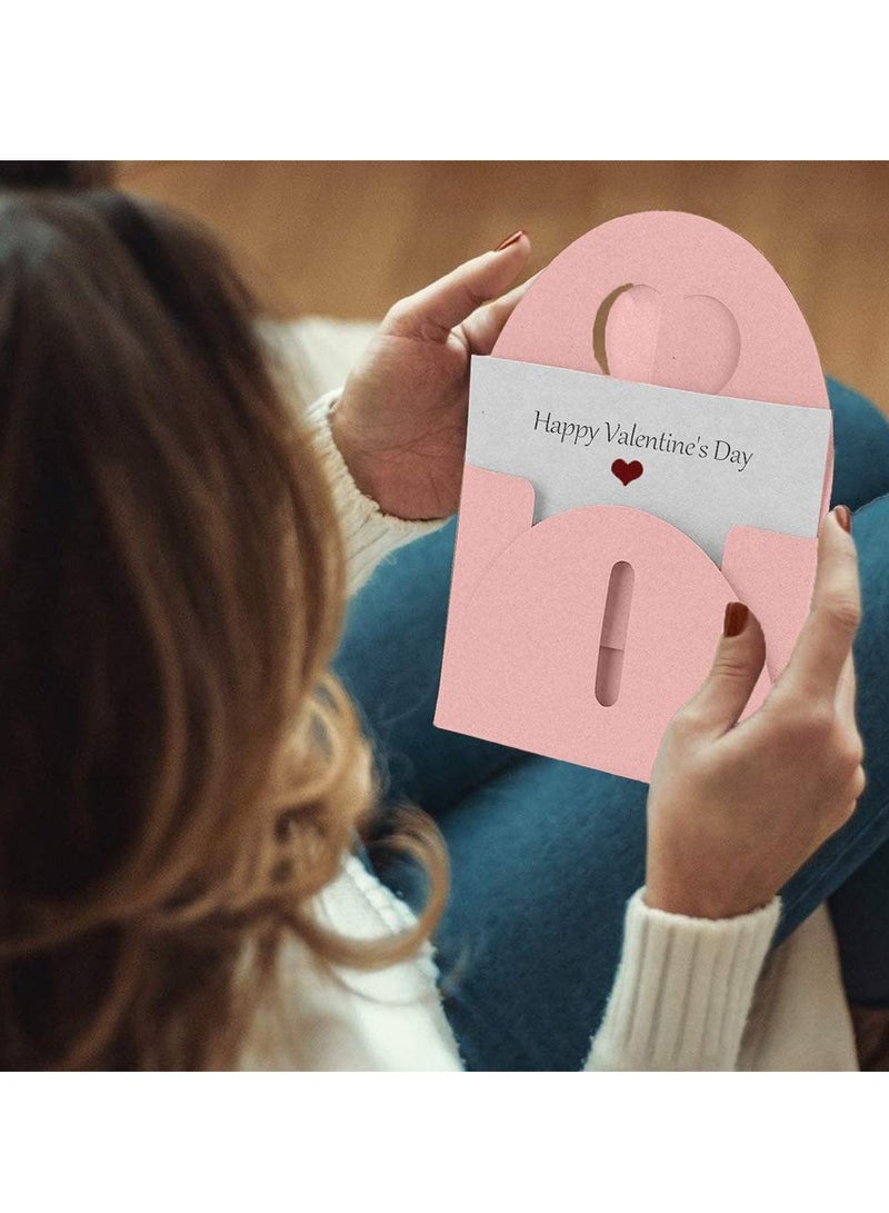 Zikra Mini Envelopes in Two Colors (20 Pieces) - Pearlescent Paper, Vintage Cute Heart Buckle for Wedding, Birthday, and Party Gift Cards (Pink & Green) - Image 3