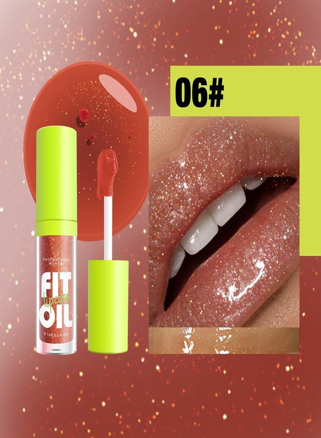 FYEBOO Hydrating Lip Oil, Big Brush Head Lip Glaze Shiny Transparent Lip Glow Oil, Nourishing & Non-sticky Long Lasting Fresh Clear Smooth Lip Care Plumping Lip Oil (# 06) - Image 2