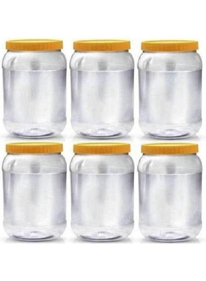 6-Pieces Plastic Spice Storage Pet Jar -Sunpet 1500 ml Round Clear Jars with lid-Plastic Transperent Bottles