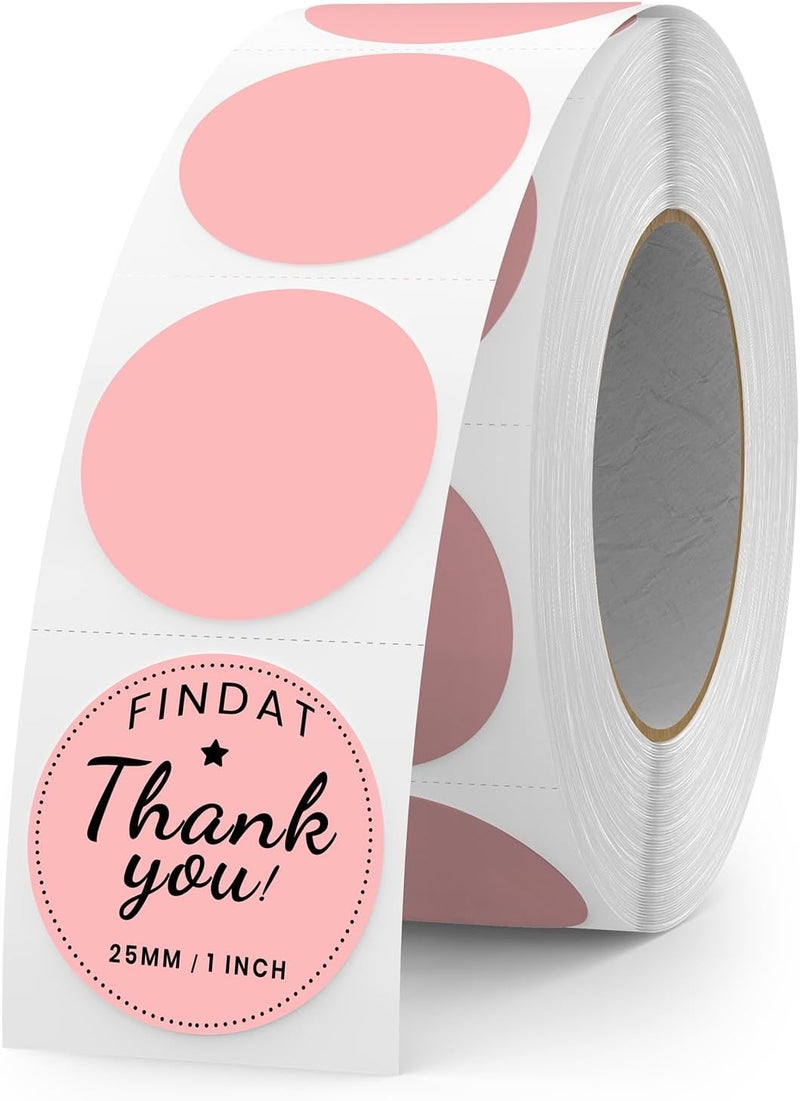 FINDAT Pink Round Thermal Labels 1 Inch Vinyl Circle Waterproof Direct Printer Sticker Self-Adhesive Perforated Name Tag for Logo DIY QR Design Office Address 500 PCS - Image 1