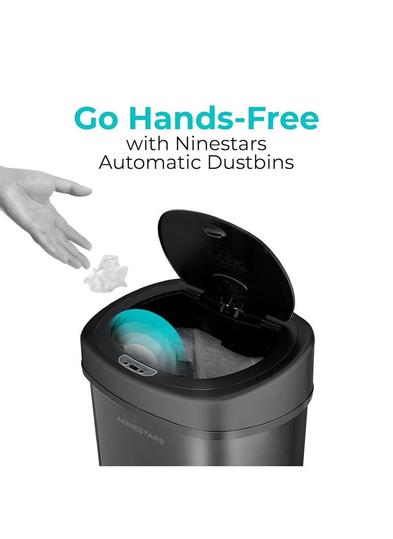 Ninestars Ninestars DZT509 Automatic Touchless Infrared Motion Sensor Dustbin with Lid Stainless Steel Trash Can for Outdoor Home Office Hotel Bathroom Kitchen Fits 3C Batteries 50 Litres  - Image 2