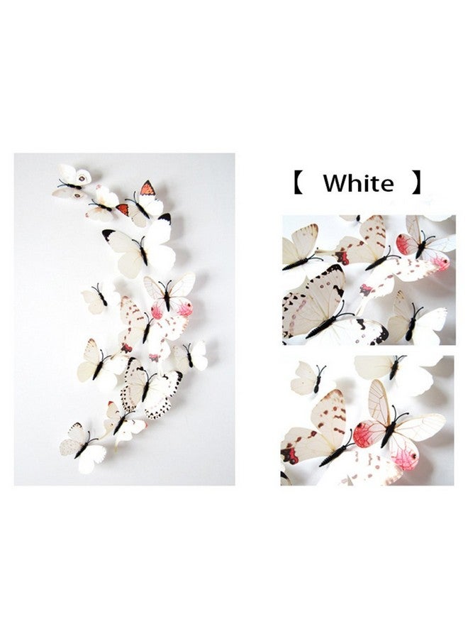 بينديا ملصقات حائط معدنية ثلاثية الأبعاد على شكل فراشة من Pindia، 12 قطعة، لتزيين المنزل وحفلات الزفاف (أبيض) - Image 2